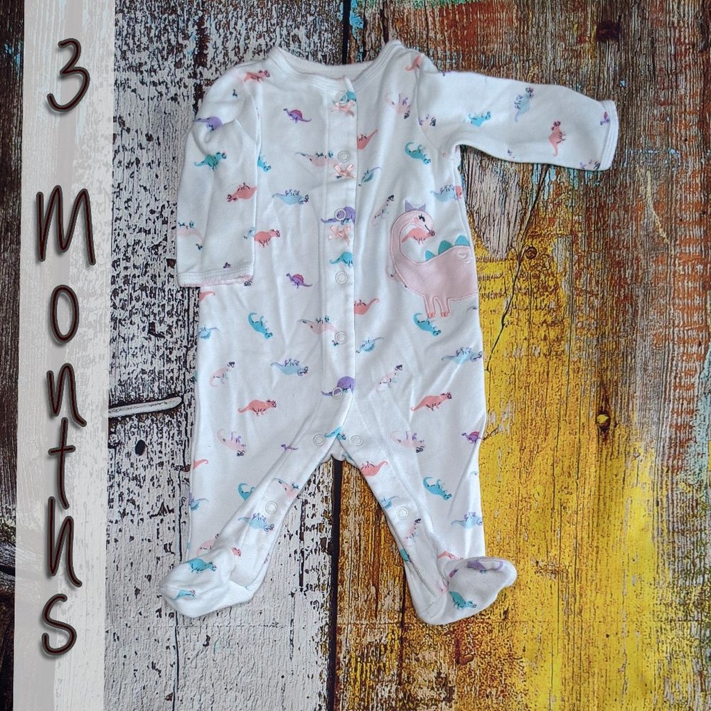 Gently worn light footed baby girl dino pajamas